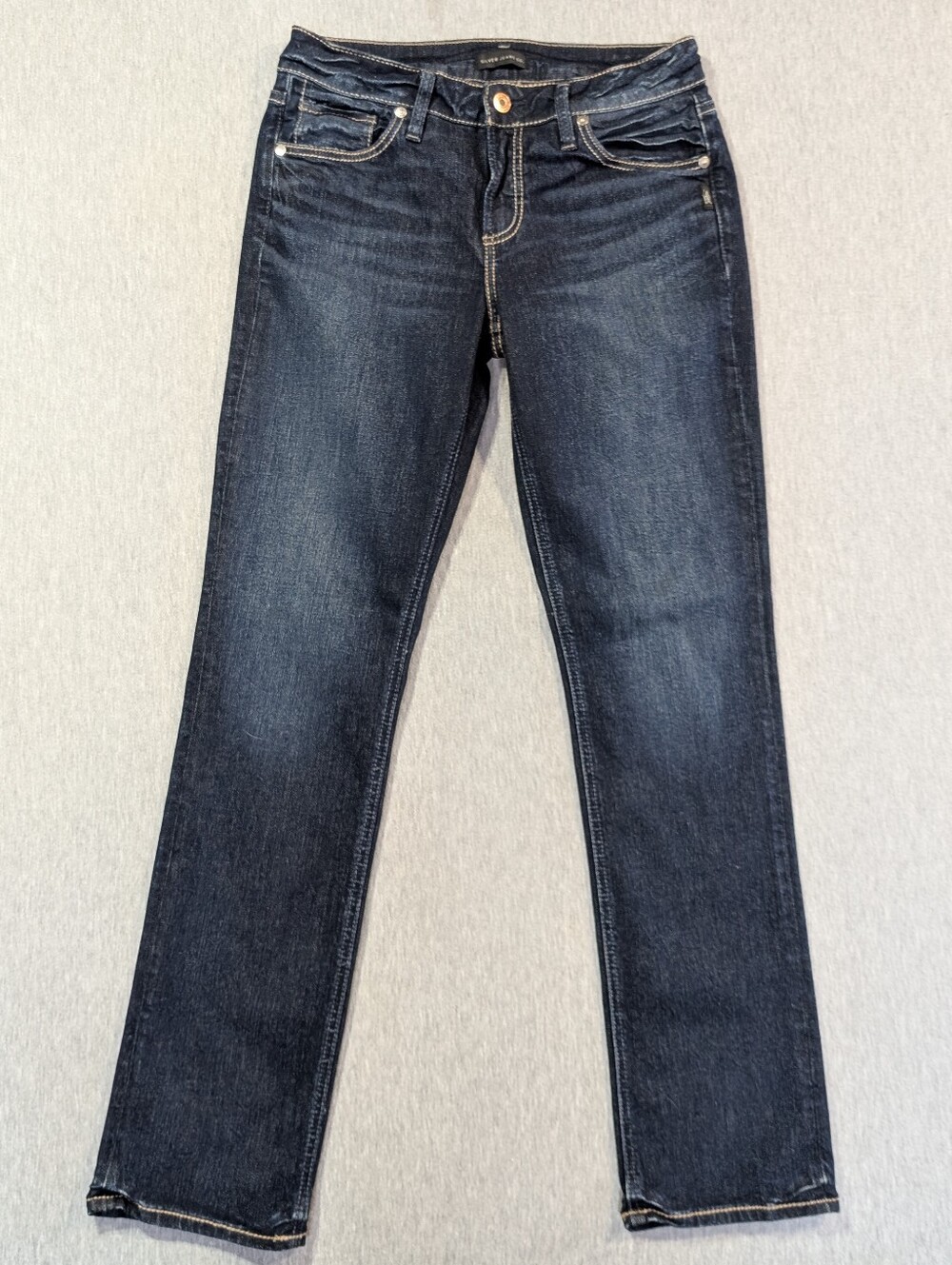 Silver Jeans Avery Straight Women's 29 X 32 Dark Wash Blue
